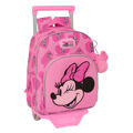 Mochila Escolar com Rodas Minnie Mouse Loving Cor de Rosa 28 X 34 X 10 cm