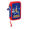 Estojo Duplo Sonic Let's Roll Azul Marinho 12.5 X 19.5 X 4 cm (28 Pcs)