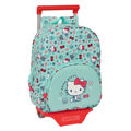 Mochila Escolar com Rodas Hello Kitty Sea Lovers Turquesa 26 X 34 X 11 cm