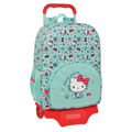 Mochila Escolar com Rodas Hello Kitty Sea Lovers Turquesa 33 X 42 X 14 cm