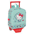 Mochila Escolar com Rodas Hello Kitty Sea Lovers Turquesa 22 X 27 X 10 cm