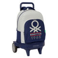 Mochila Escolar com Rodas Benetton Varsity Cinzento Azul Marinho 33 X 45 X 22 cm