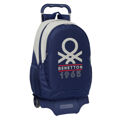 Mochila Escolar com Rodas Benetton Varsity Cinzento Azul Marinho 32 X 44 X 16 cm