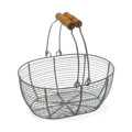 Fruteira Cinzento Oval Madeira Metal (18 X 9,5 X 23,5 cm)