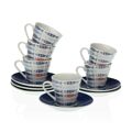 Conjunto de Chávenas com Pratos Versa Café Peixes Porcelana (12 Peças)