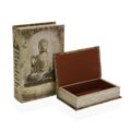 Caixa Decorativa Versa Livro Buda Tela Madeira Mdf 7 X 27 X 18 cm