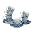 Conjunto de Chávenas de Café Versa Peixes Porcelana