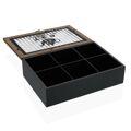 Caixa para Infusões Versa Preto Metal Madeira Mdf 24 X 6,5 X 16,5 cm