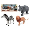 Conjunto Animais Selvagens Elefante Leão Zebra (3 Pcs)