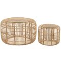 Conjunto de 2 Mesas Dkd Home Decor Castanho Rotim Bambu (80 X 80 X 50 cm)