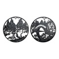 Figura Decorativa Dkd Home Decor Paisagem Oriental Metal (2 Pcs) (98 X 1 X 98 cm)