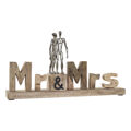 Figura Decorativa Dkd Home Decor Mr & Mrs Prateado Castanho Alumínio Madeira de Mangueira