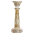 Candelabro Dkd Home Decor Floral Metal Castanho Branco Madeira de Mangueira (10 X 10 X 37.5 cm)