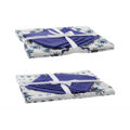 Toalha e Guardanapos Dkd Home Decor Azul Algodão Branco (150 X 150 X 0.5 cm) (36 X 35 X 0,5 cm) (2 Pcs)