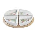 Conjunto para Aperitivos Dkd Home Decor Natural Branco Multicolor Bambu Grés Tropical (21,5 X 21,5 X 1 cm) (5 Pcs)