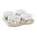 Conjunto para Aperitivos Dkd Home Decor Natural Multicolor Bambu Grés Tropical (19,7 X 19,7 X 1 cm) (5 Pcs)