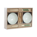 Conjunto de Sushi Dkd Home Decor Branco Verde Bambu Grés (30 X 21 X 7 cm)