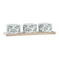 Conjunto para Aperitivos Dkd Home Decor Folhas Bambu Grés (28 X 9,7 X 1,5 cm) (4 Peças)