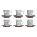 Conjunto de Chávenas de Café Dkd Home Decor Azul Castanho Grés (150 Ml)