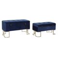 Banqueta Dkd Home Decor Azul Dourado (2 Pcs) (90 X 40 X 47 cm)