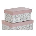 Conjunto de Caixas de Organização Empilháveis Dkd Home Decor Rosa Claro Cartão