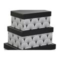 Conjunto de Caixas de Organização Empilháveis Dkd Home Decor Preto Branco Cartão