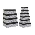 Conjunto de Caixas de Organização Empilháveis Dkd Home Decor Preto Branco Cartão