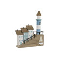 Figura Decorativa Dkd Home Decor Natural Azul Mdf Farol Mediterrâneo