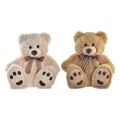 Urso de Peluche Dkd Home Decor Laço Bege Castanho Poliéster Infantil Urso (2 Unidades)