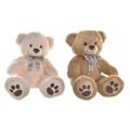 Urso de Peluche Dkd Home Decor Laço Bege Castanho Poliéster Infantil Urso (2 Unidades)