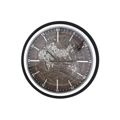 Relógio de Parede Dkd Home Decor Castanho Mapa do Mundo Preto Ferro (59,5 X 8,5 X 59,5 cm)