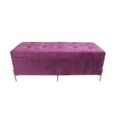 Banco de Pé-de-cama Dkd Home Decor Violeta Poliéster Mdf Castanho-avermelhado Glamour (115 X 40 X 45 cm)