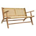 Banco Dkd Home Decor Natural Teca Castanho Alumínio Rotim (120 X 76 X 68 cm)