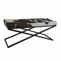 Banco de Pé-de-cama Dkd Home Decor Preto Bege Metal Castanho Pele Branco Colonial (120 X 40 X 50 cm)