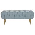 Banqueta Dkd Home Decor Azul Dourado Metal Poliéster Veludo (103 X 46 X 42 cm)