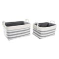 Conjunto de Cestas Dkd Home Decor Riscas Cinzento Algodão (40 X 30 X 23 cm) (2 Peças)