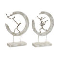 Figura Decorativa Dkd Home Decor Prateado Alumínio Branco Madeira de Mangueira Moderno (32,5 X 10 X 47 cm) (2 Unidades)