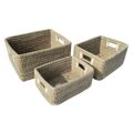 Conjunto de Cestas Dkd Home Decor Natural Branco Zostera Marina (45 X 35 X 24 cm) (3 Peças)