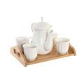 Conjunto de Chávenas de Café Dkd Home Decor Natural Porcelana Branco Bambu