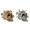 Figura Decorativa Dkd Home Decor Prateado Dourado Resina Caveira (16,5 X 10,5 X 11,5 cm) (2 Unidades)