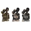 Figura Decorativa Dkd Home Decor Bege Dourado Castanho Resina Colonial Africana (20 X 14,5 X 33 cm) (3 Unidades)