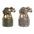 Figura Decorativa Dkd Home Decor Elefante Bege Dourado Resina Colonial (2 Unidades) (9 X 9 X 17 cm)