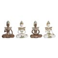 Figura Decorativa Dkd Home Decor Castanho Buda Branco Resina Oriental (20,5 X 10,5 X 28,5 cm) (4 Unidades)