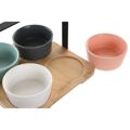 Conjunto para Aperitivos Dkd Home Decor Porcelana Multicolor Bambu (20 X 20 X 14 cm) (5 Peças)