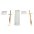 Conjunto de Sushi Dkd Home Decor Natural Branco Bambu Grés Oriental