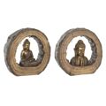 Figura Decorativa Dkd Home Decor Acabamento Envelhecido Dourado Castanho Buda Oriental Magnésio (40 X 13 X 40 cm) (2 Unidades)