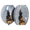 Figura Decorativa Dkd Home Decor Bege Azul Metal Buda Resina Oriental (25 X 6,7 X 25,6 cm) (2 Unidades)