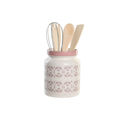 Recipiente para Utensílios de Cozinha Dkd Home Decor Cor de Rosa Metal Branco 12 X 12 X 22 cm Dolomite Madeira Mdf (5 Unidades)