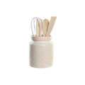 Recipiente para Utensílios de Cozinha Dkd Home Decor Cor de Rosa Metal Branco Dolomite Madeira Mdf 12 X 12 X 25 cm (5 Unidades)