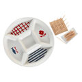 Conjunto para Aperitivos Dkd Home Decor Vermelho Azul Branco Grés Mediterrâneo Casas (23,5 X 23,5 X 7 cm)